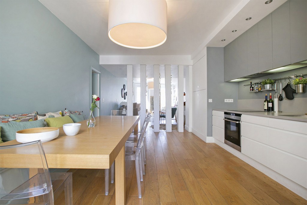 Бело-серая кухня в стиле минимализм