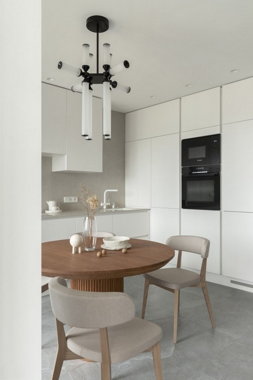 интерьер белой кухни в стиле минимализм