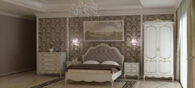 Комод «Елизавета» в цвете дуб белый с золотой патиной