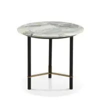 Приставной столик отделка мрамор Bacarlona DL-2004, черные матовые ножки, WJ-09