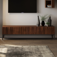 Тумба под TV отделка шпон ореха F, темно-серый матовый лак MN.44