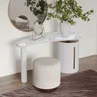 Письменный стол отделка Arabescato мрамор, белый матовый лак W60510, WJ-09