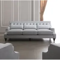 Диван 3-местный отделка шпон махагона C, ткань серо-голубая рогожка