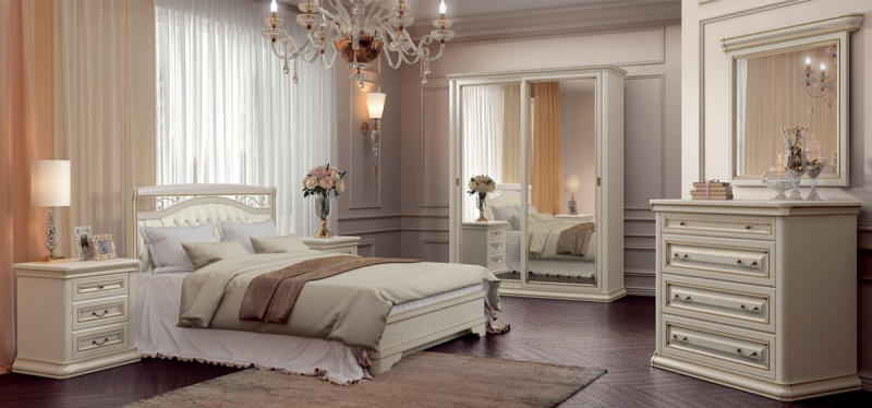 Спальня «Сильвия» Белый Ясень