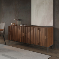 Буфет отделка шпон ореха F, темно-серый матовый лак