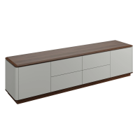 Тумба под TV отделка шпон ореха F, матовый лак RAL9002 ALT.30