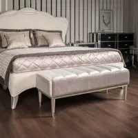 Банкетка отделка серебро A-L, ткань серебристо-серый велюр