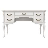 Туалетный стол пять ящиков Тиволи, Молочный/Патина Золото
